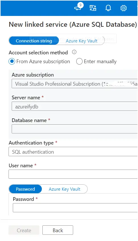 how to create linked service in azure data factory