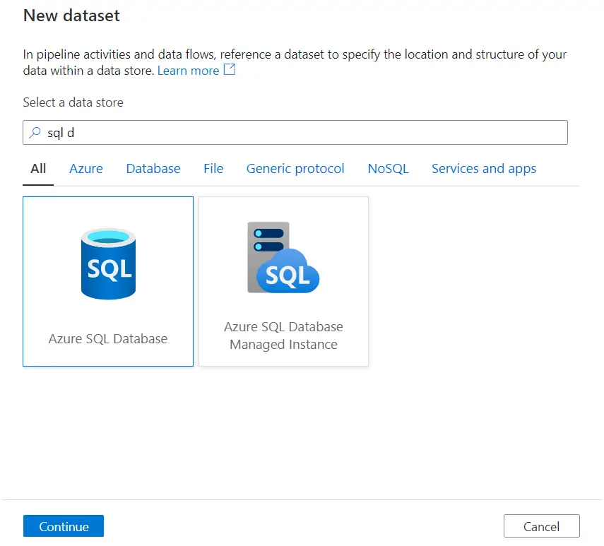 create dynamic dataset in adf