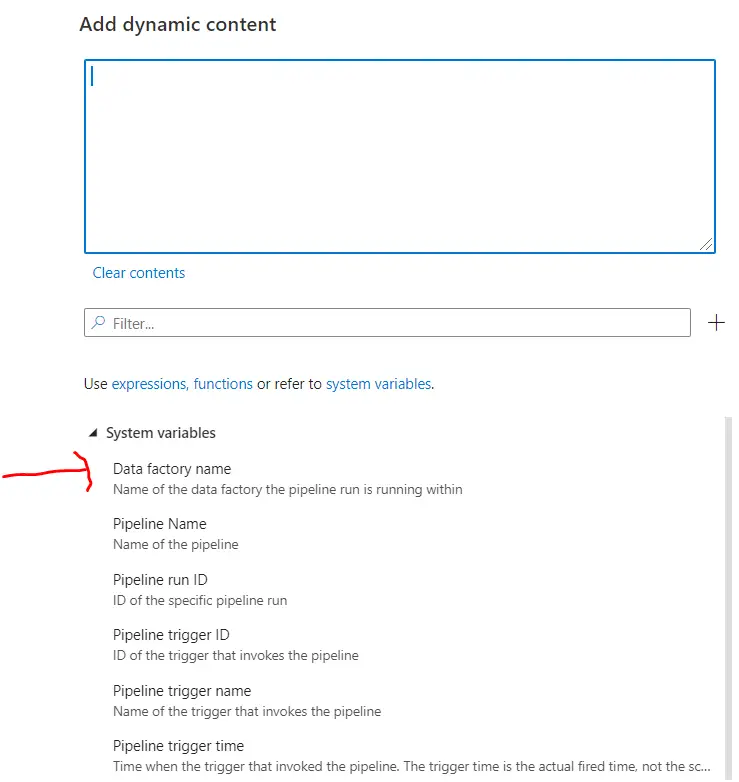 Variables in Adf pipeline