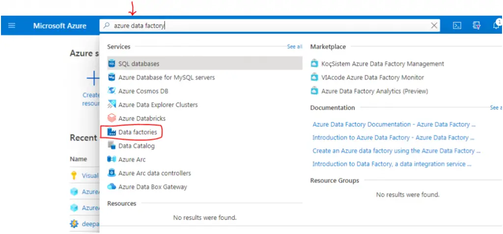 create azure data factory account