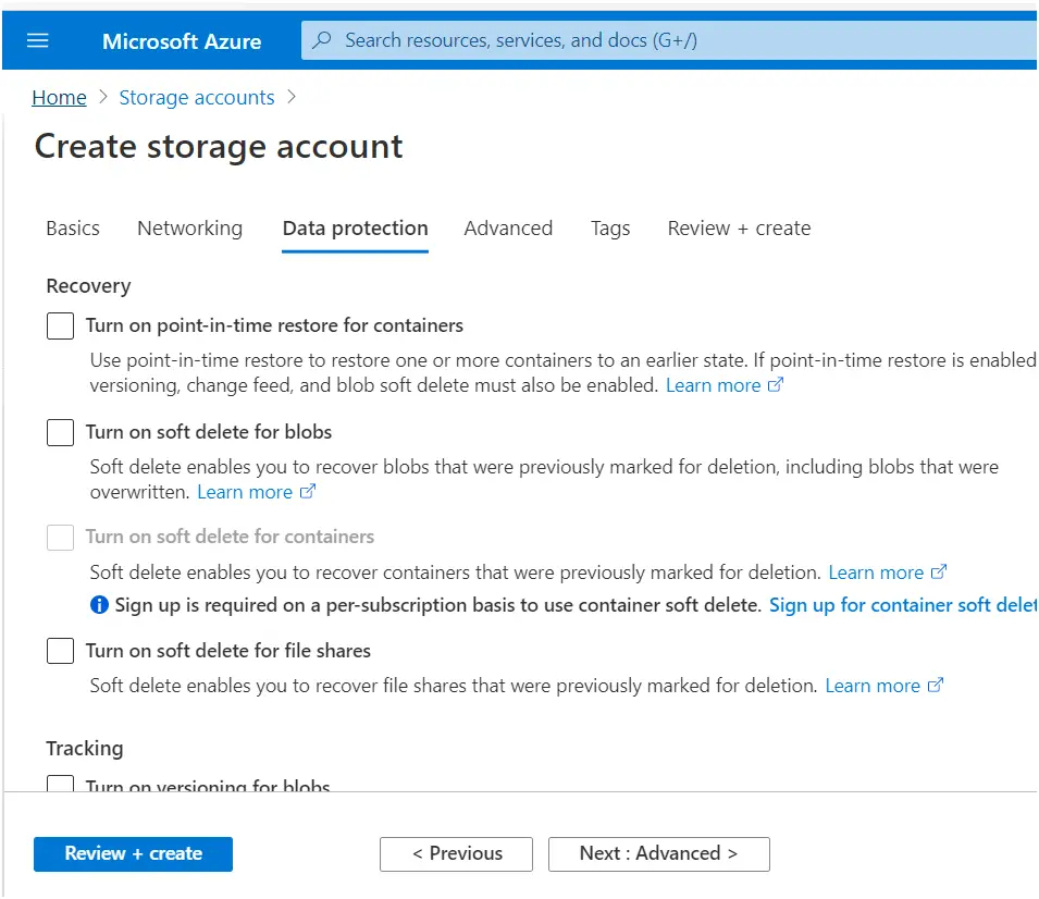 create azure blob storage