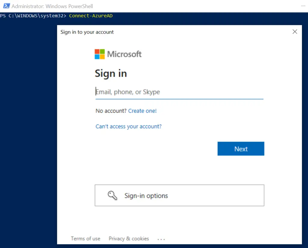 connect to azure active directory powershell