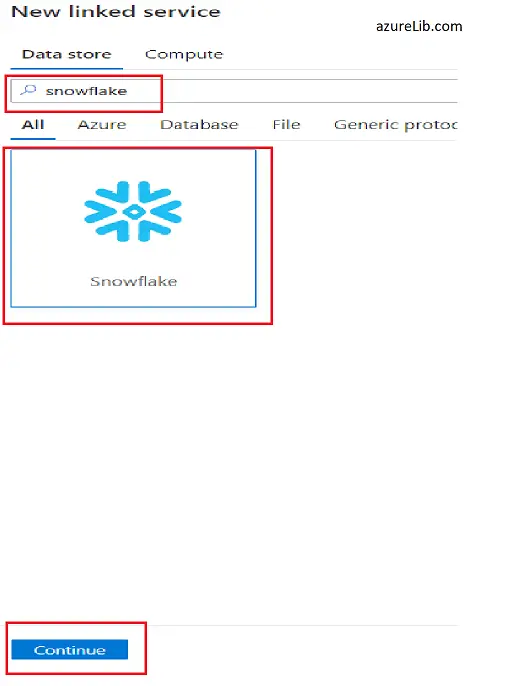 Searching for snowflake connector in data store