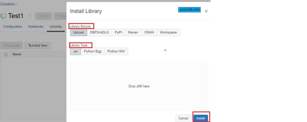 Install Library in Azure databricks cluster