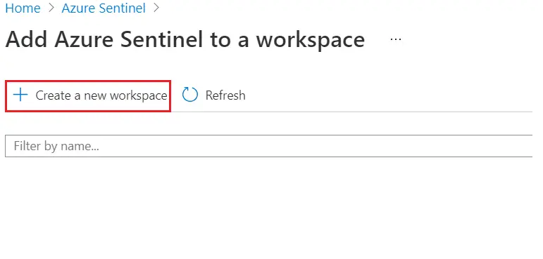 Create new azure sentinel workspace