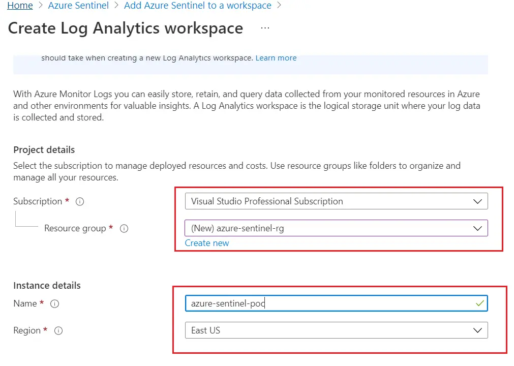 Provide subscription, resource group details