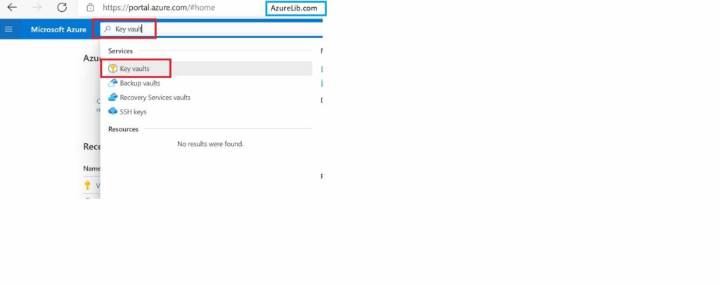 Search Key Vault in Azure portal