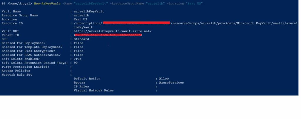 Create Azure Key Vault using the Azure PowerShell cmdlet.