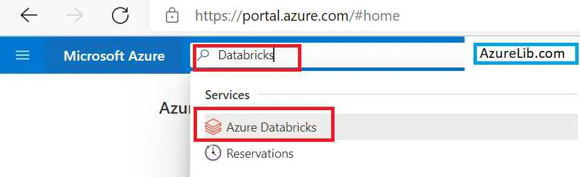 Search Databricks in Azure portal