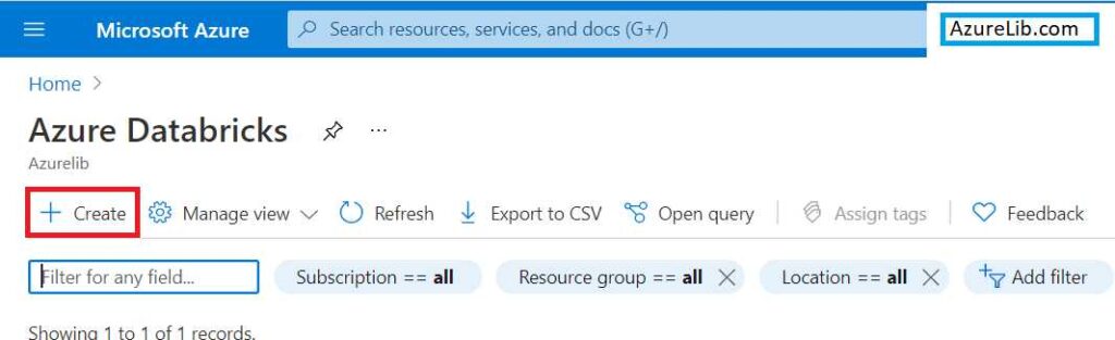 Create Azure Databricks workspace in Azure portal