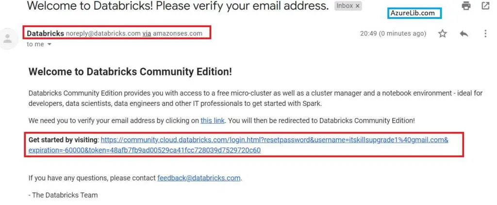 Databricks account email verification