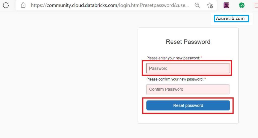 Databricks account reset password page