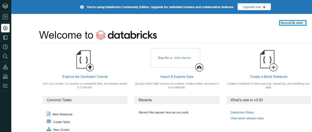 Databricks Welcome Page 