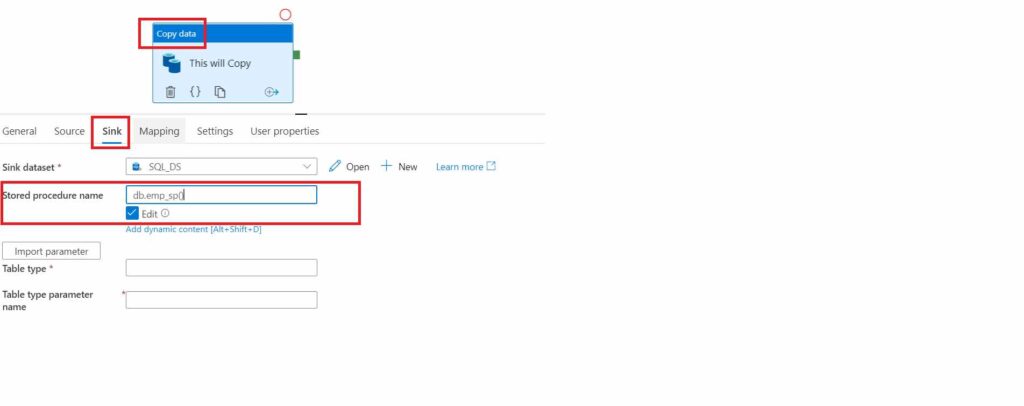 Truncate table using stored procedure in Azure Data Factory