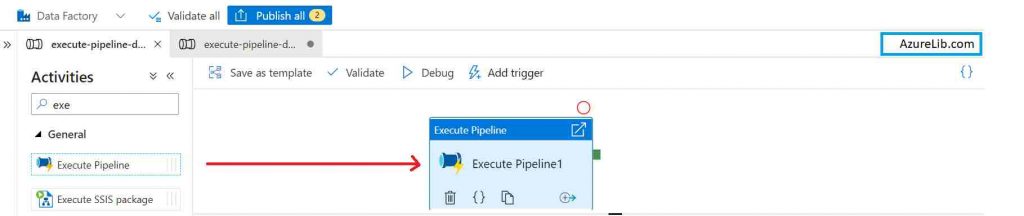 Add Execute pipeline activity in Azure Data Factory (ADF) pipeline.