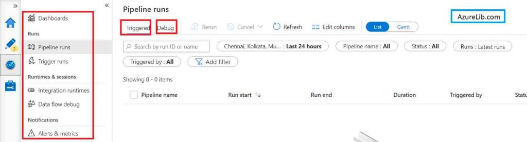 Azure Data Factory Pipeline Run Trigger Tab 