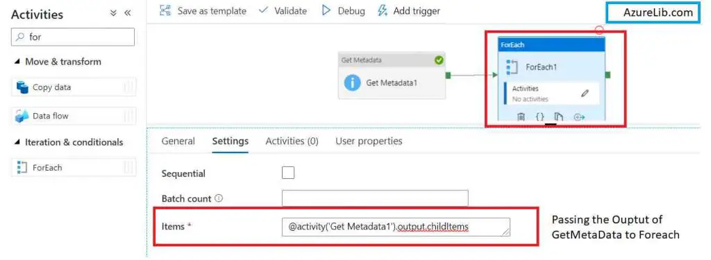 Iterate List of Files In ADF Using GetMetaData Activity and Foreach