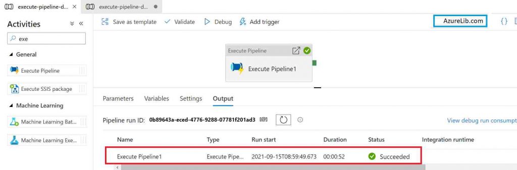 Successfully called the pipeline from another pipeline in Azure Data Factory (ADF)