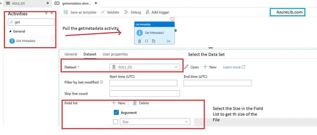 GetMetaData Activity Get the Size of File