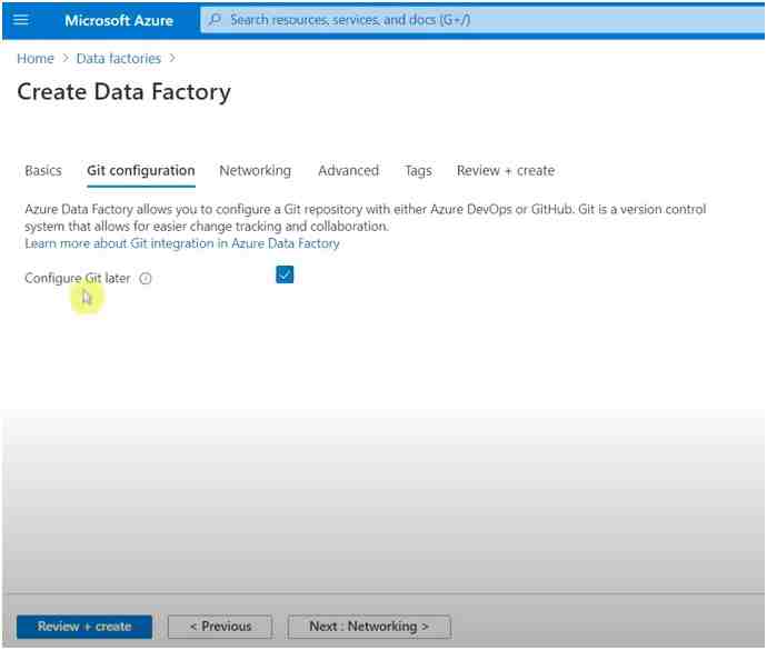 Configure GIT for ADF